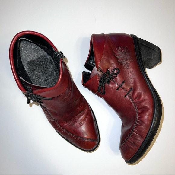 Rieker Women’s Antistress Red Leather Ankle Booties. Sz 6/37EU - Picture 3 of 14